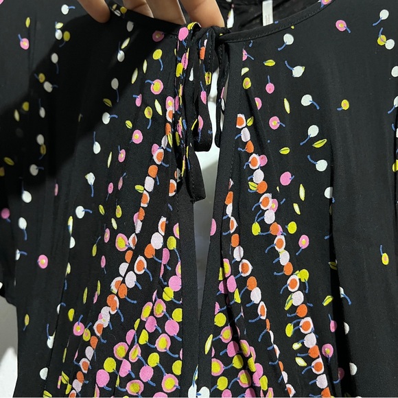 $128 FREE PEOPLE BLACK PRINTED LONG SLEEVE CORYN MINI DRESS Sz 4  :W07: - Picture 14 of 14